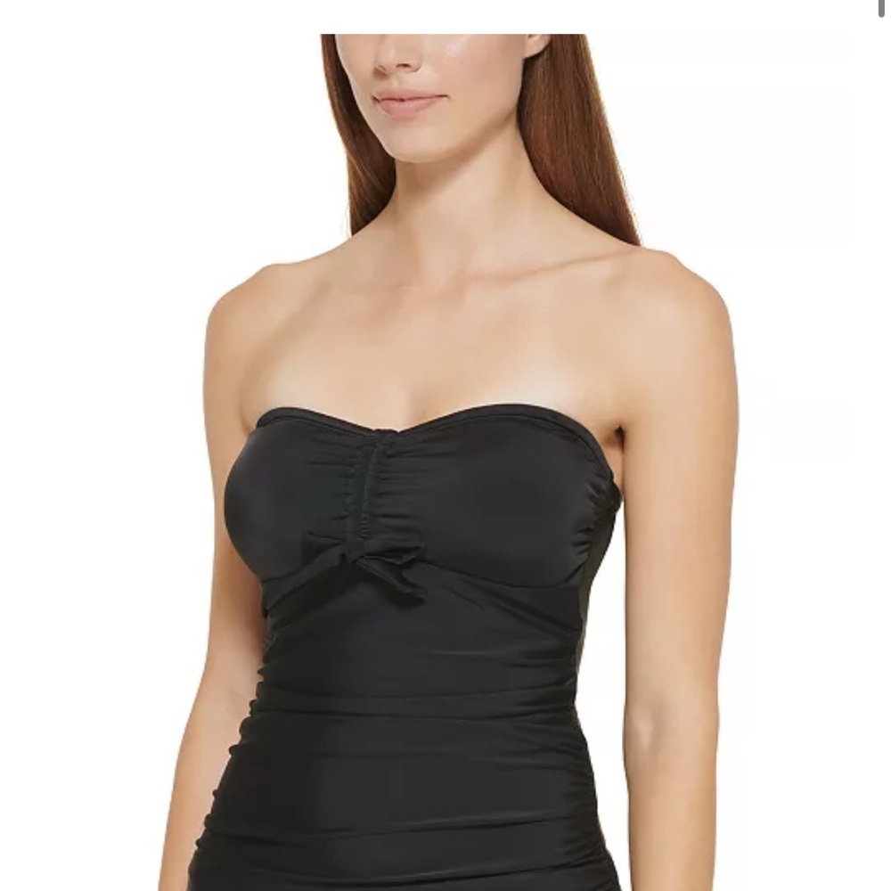 DKNY Black Strapless Swimsuit size medium NEW NWT removable straps